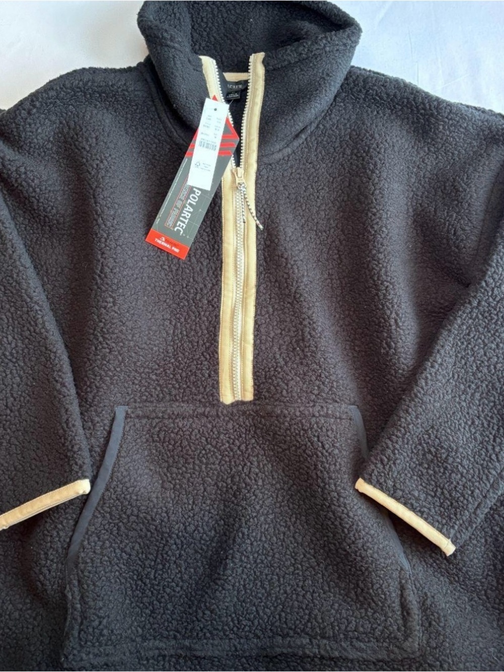 J.Crew Polartec Black Teddy Half-Zip Fleece